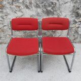 Red chairs cantilever chrome tubes