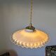 Vintage suspension in lace opaline, elegant light fixture with soft light.