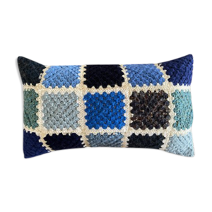 Coussin crochet et lin 50x30cm