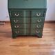 Vintage upcycled secretary in green and pink, original handles.