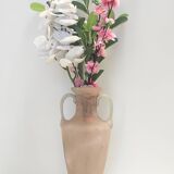 Peach Pink and White Scavo Glass Amphora Vase attr. to Seguso, Italy