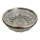 Vintage salad bowl in moulded glass and silver-plated metal.