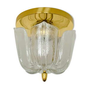 plafonnier en laiton et verre de Glashütte Limburg