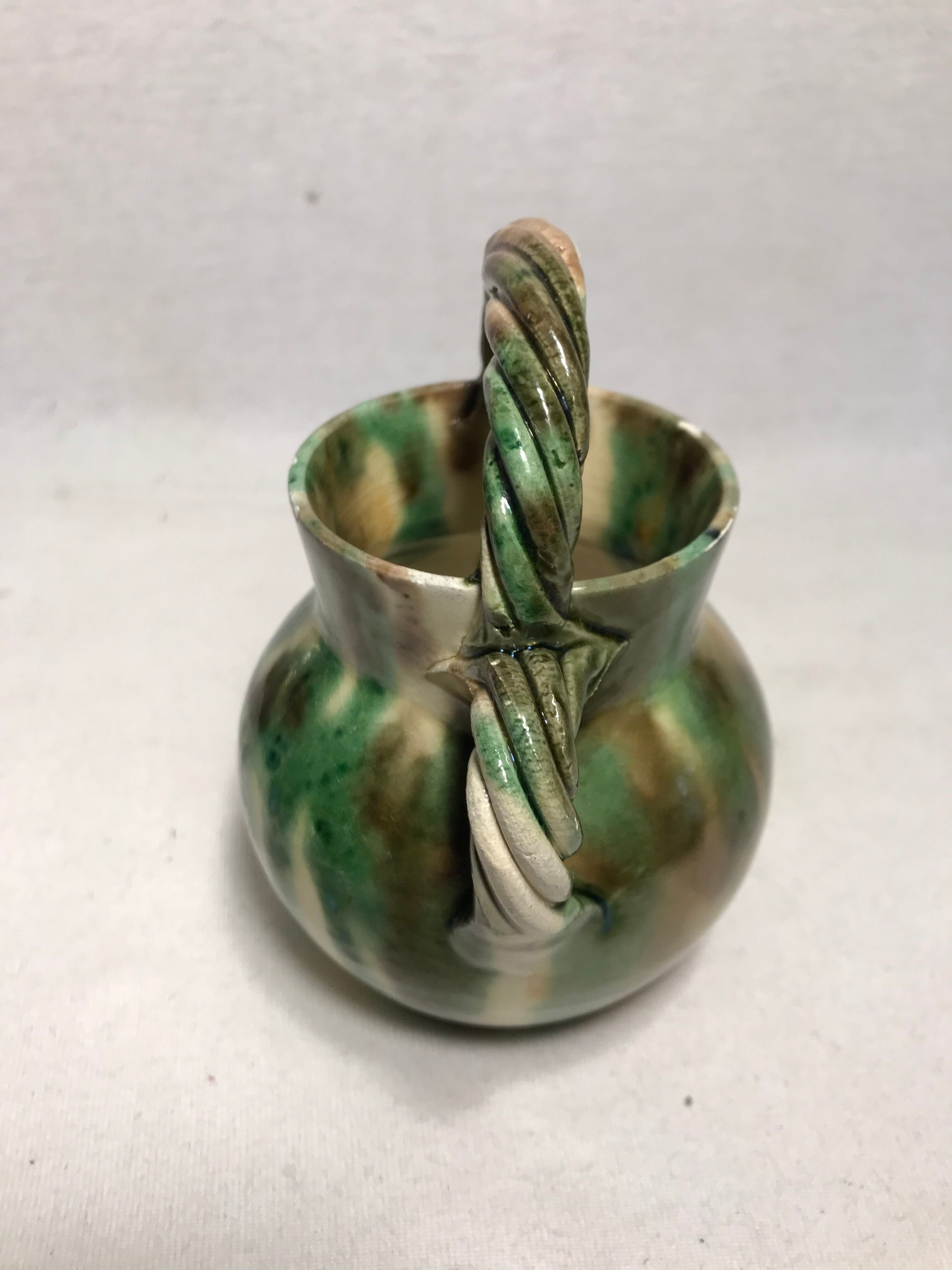 Former small vallauris green ceramic pitcher