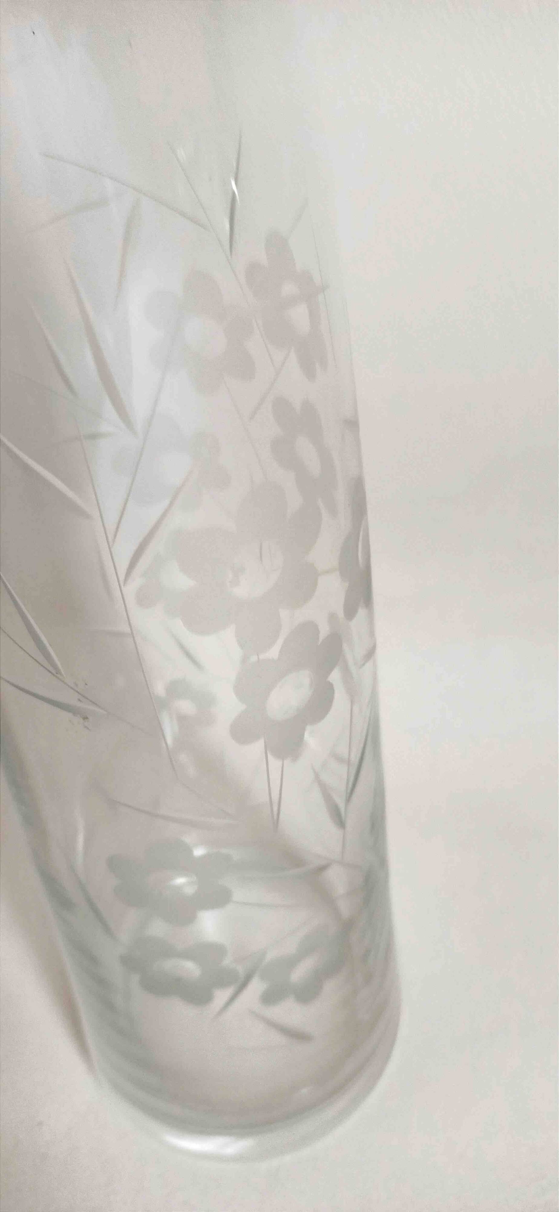 Chiseled crystal pitcher with floral decor 1950s Height 34 cm