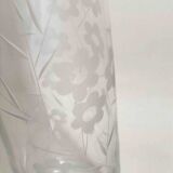 Chiseled crystal pitcher with floral decor 1950s Height 34 cm