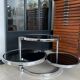 Table basse ronde en verre et chrome vintage