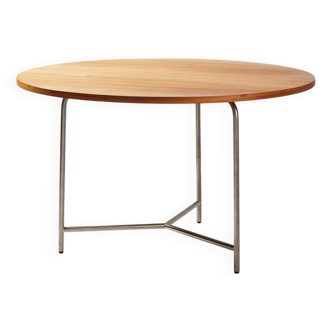 Sven Markelius ‘Markelius01’ Rounded Table – Limited Edition 1930 Design in Stainless Steel and Waln