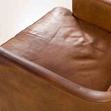 Fauteuil danois vintage en cuir de buffle, style Børge Mogensen, années 1960.