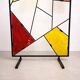 Mid-century modern geometric room divider with textured coloured glass, 1970s–1980s