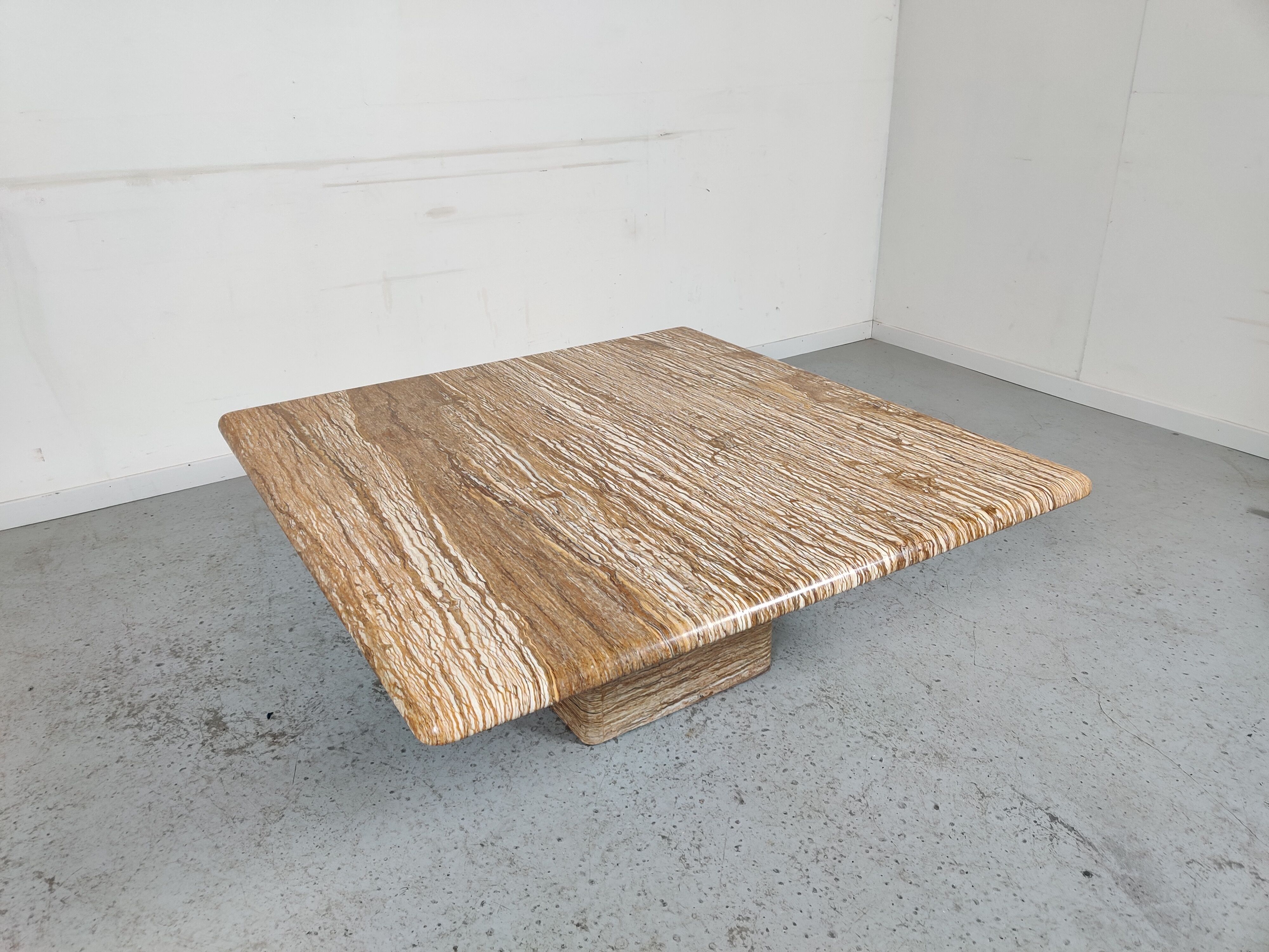 Vintage Italian travertine coffee table, 70s
