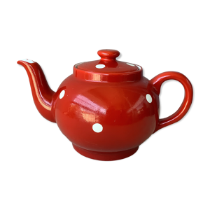 Théière rouge à pois