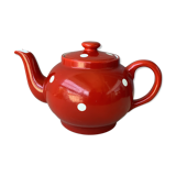 Vintage red teapot with white polka dots