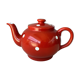 Vintage red teapot with white polka dots