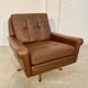 Vintage danish retro mid-century svend skipper brown leather chair & stool 60s