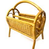 Magazine door in rattan and vintage bamboo