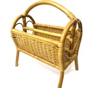 Porte revue en rotin et bambou vintage