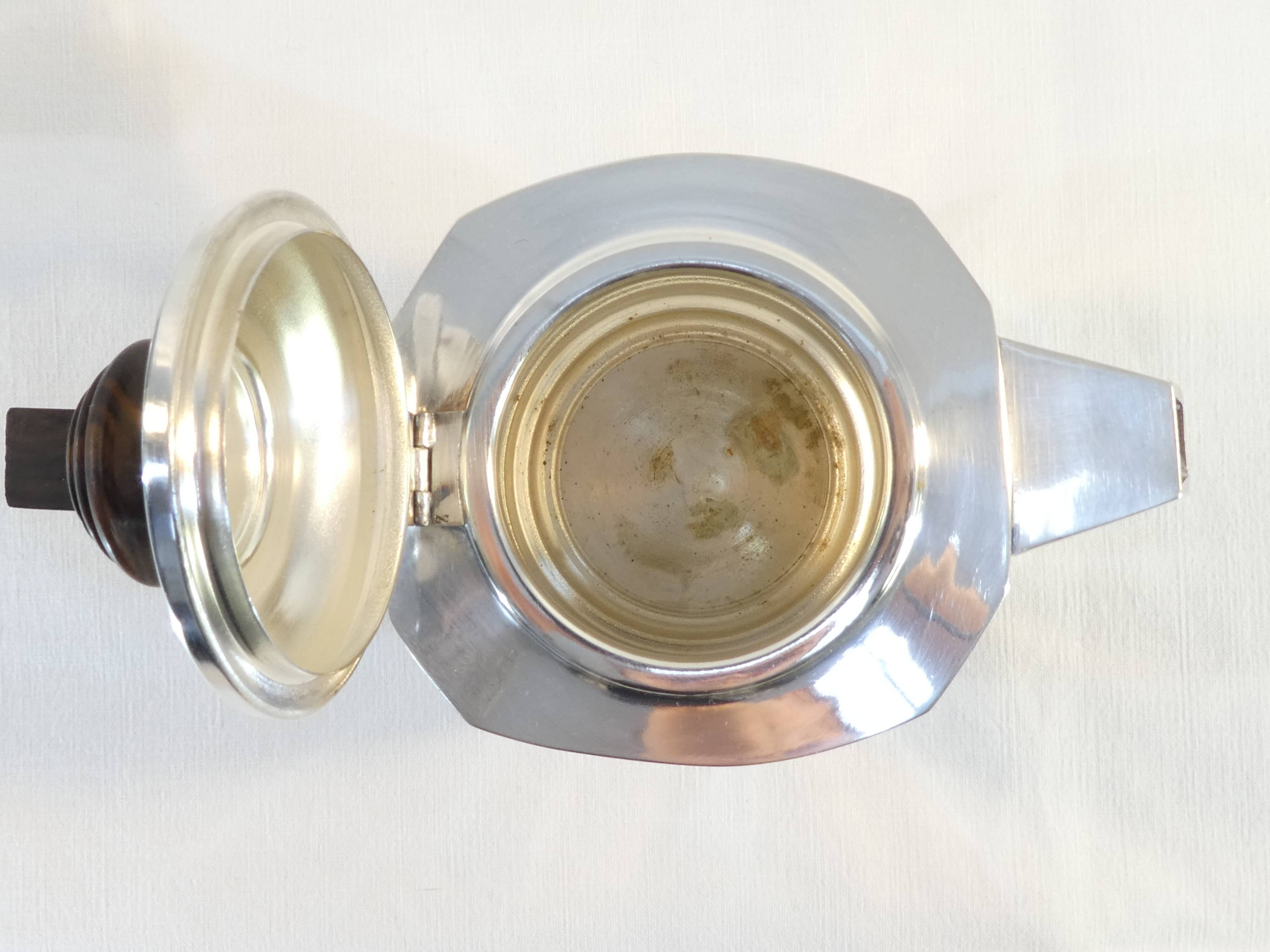 Silver metal coffee / tea service art deco 3 pieces