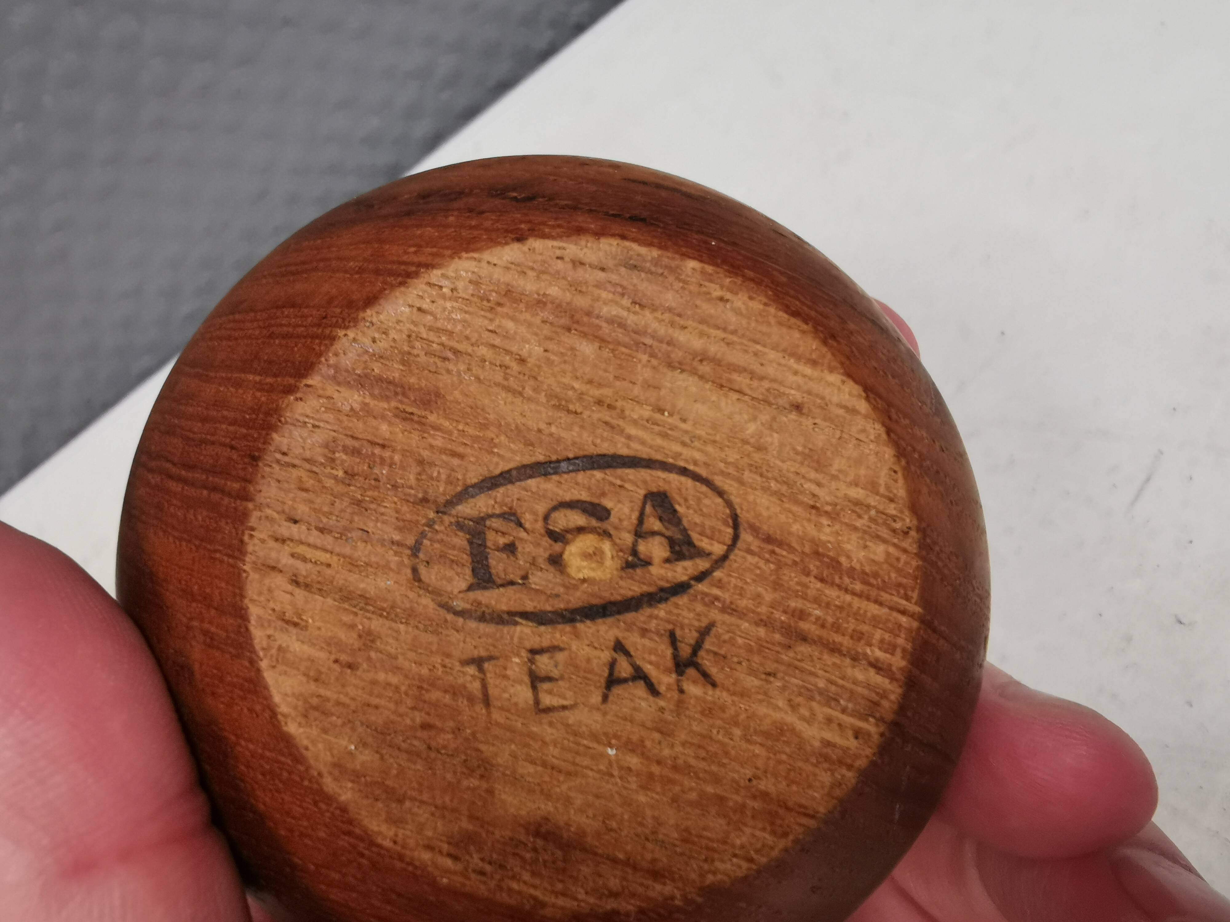 A salt shaker and a pepper mill in teak, made in Denmark 1960-70s