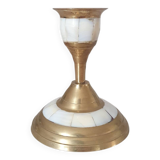 Brass and mother-of-pearl candle holder