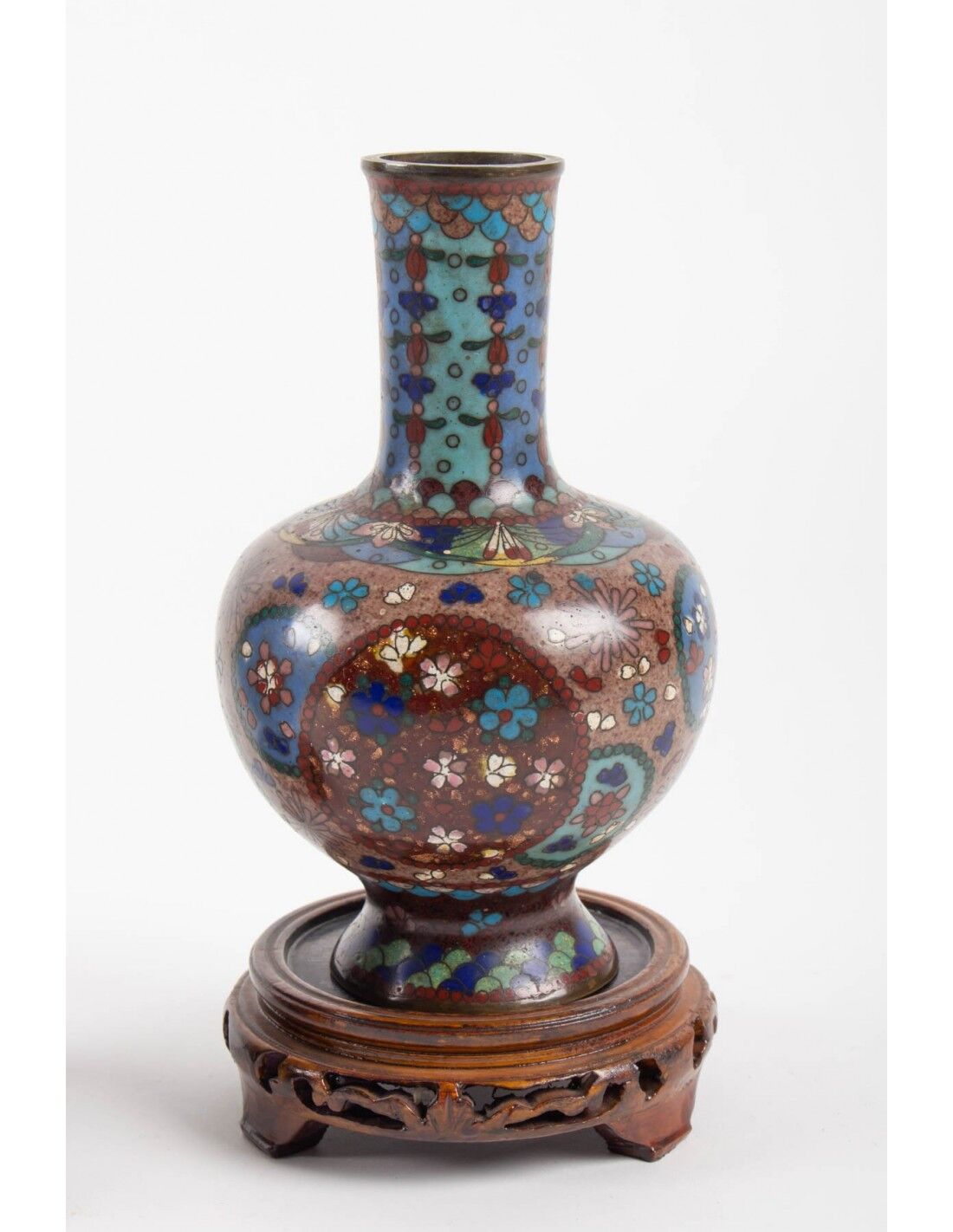 Pair of cloisonné bronze vases, china, xixth century