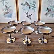 6 Vintage stainless steel ice cream/dessert cups from the 70s-80s, round shape