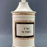 Old Paris 19th century porcelain medicine jar marked UNG:NUTRIT: