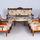 Restored Seating Set, Historicism, Beech, Walnut, Czechia, 1890s