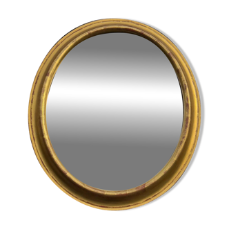 Miroir ovale vintage avec cadre en bois doré