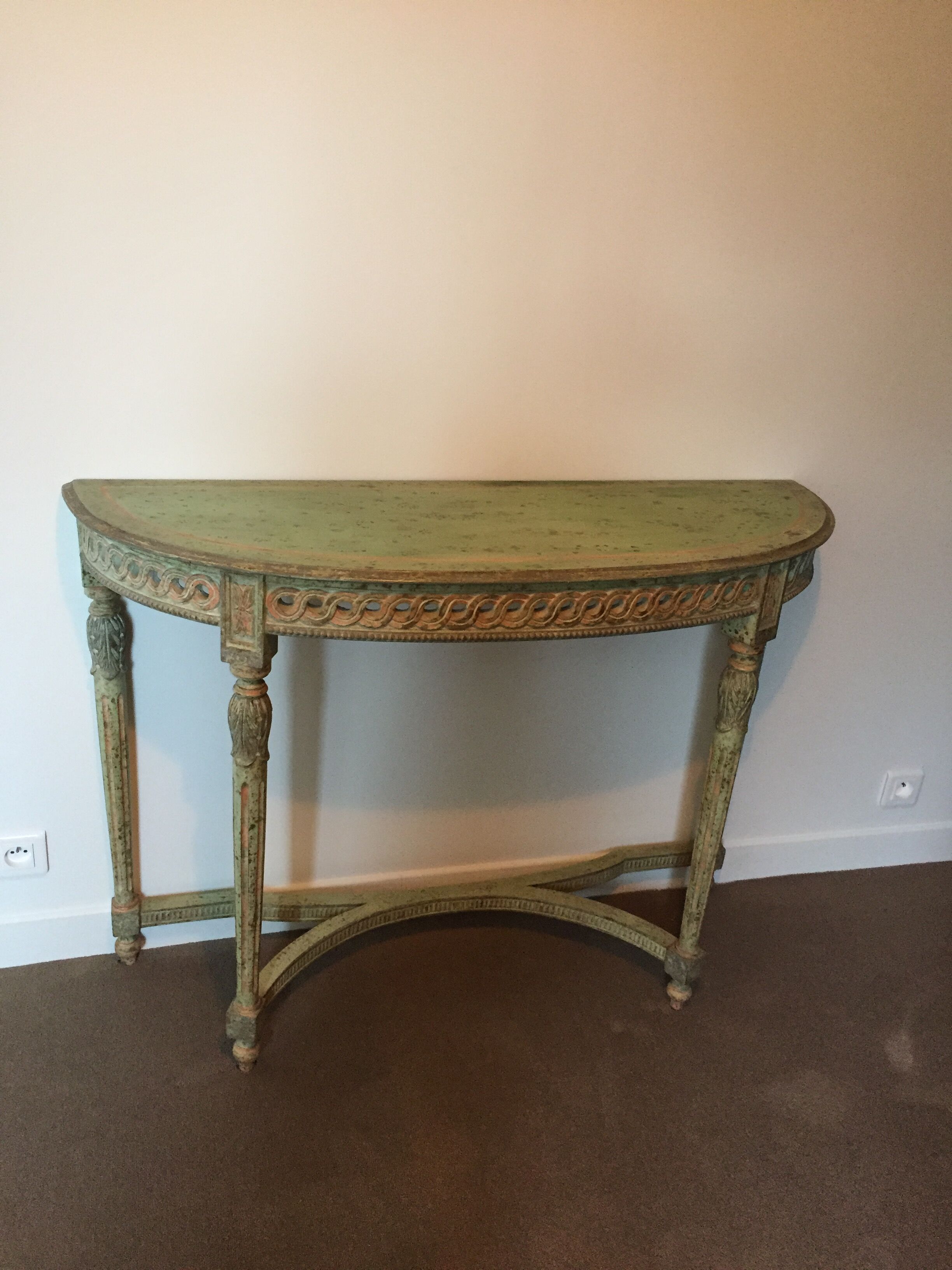 Diptyque console et miroir Louis XVI en bois