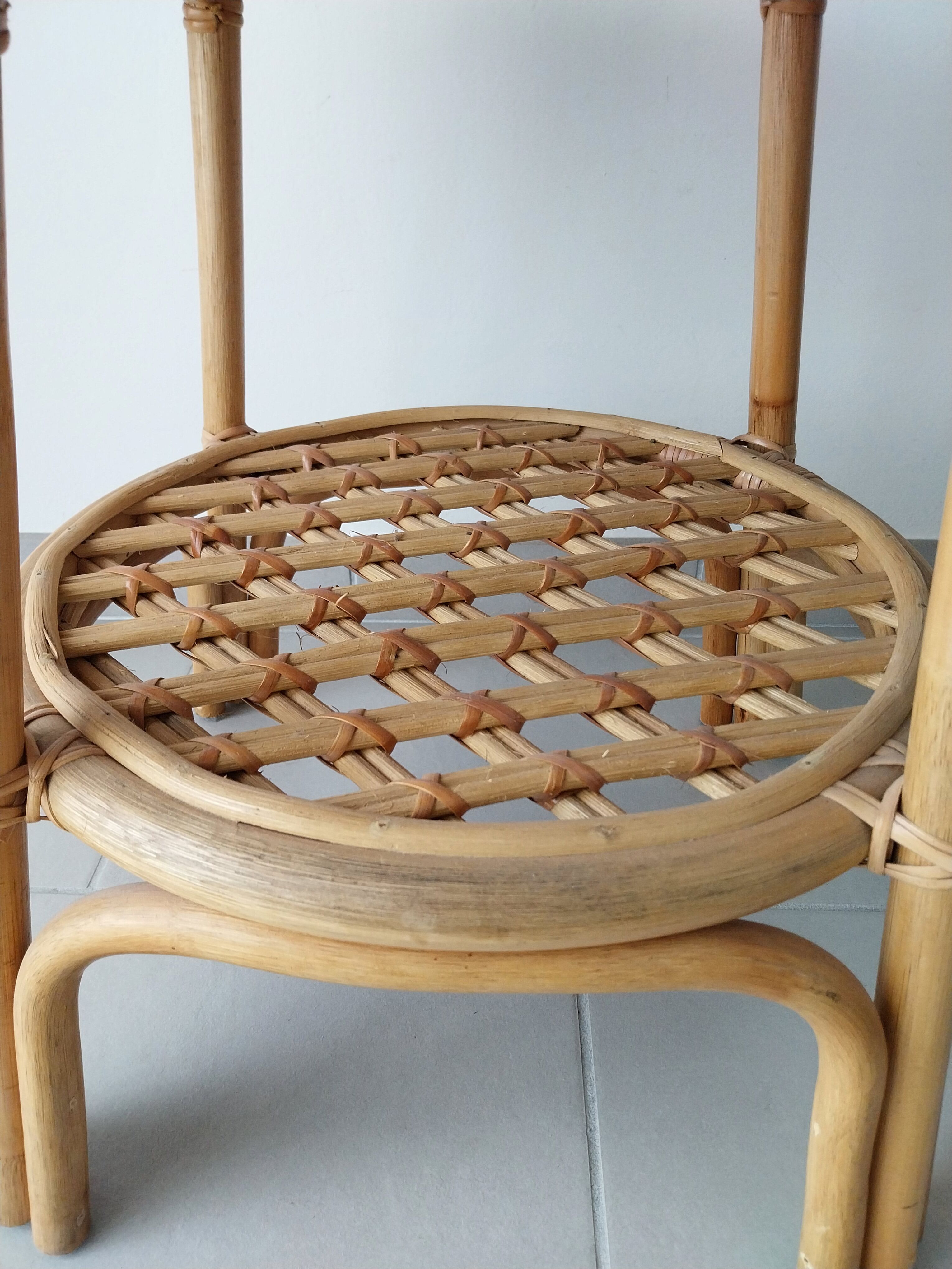 Rattan and bamboo side table