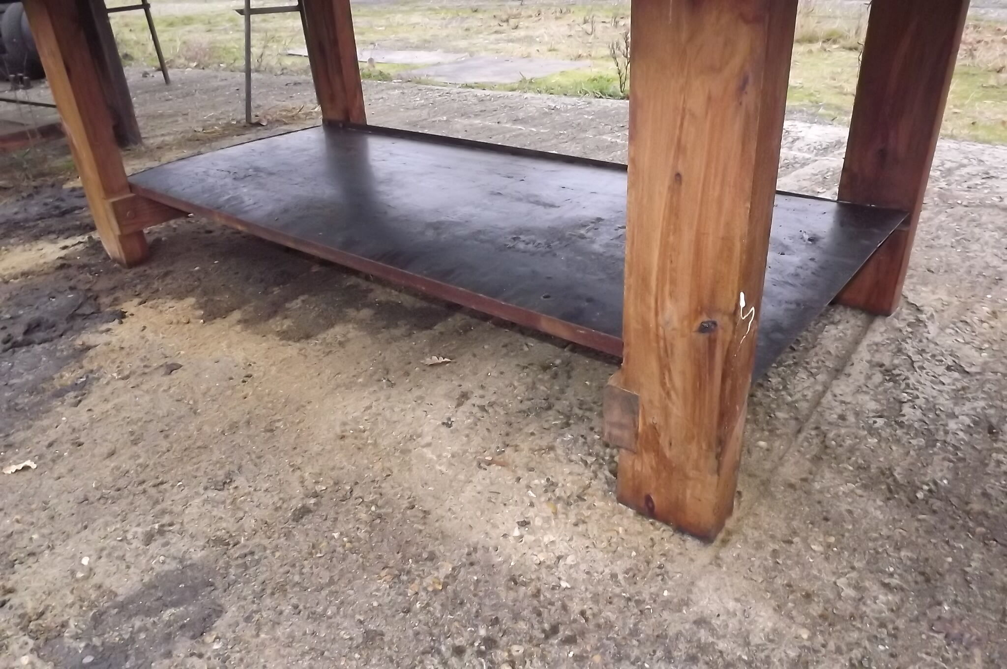 Garage established old pine table