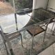 Vintage dining set – smoked glass & chrome – 5 chairs – year