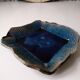 Vide poche Raku bleu indigo en céramique émaillée française