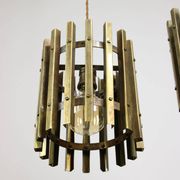 Lampe à suspension vintage en laiton italien, années 70