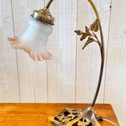 Art deco lamp brass and opaline