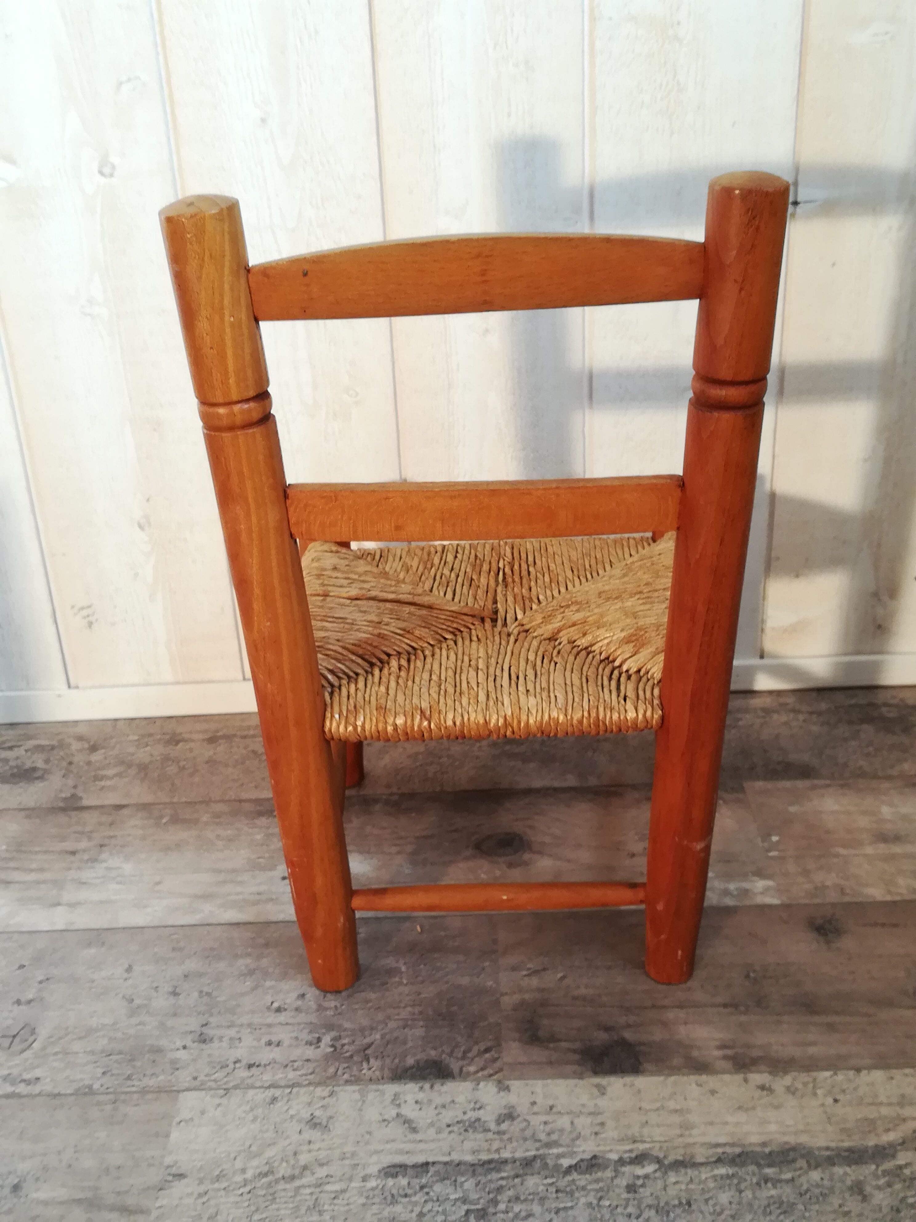 Chaise enfant en bois et paille