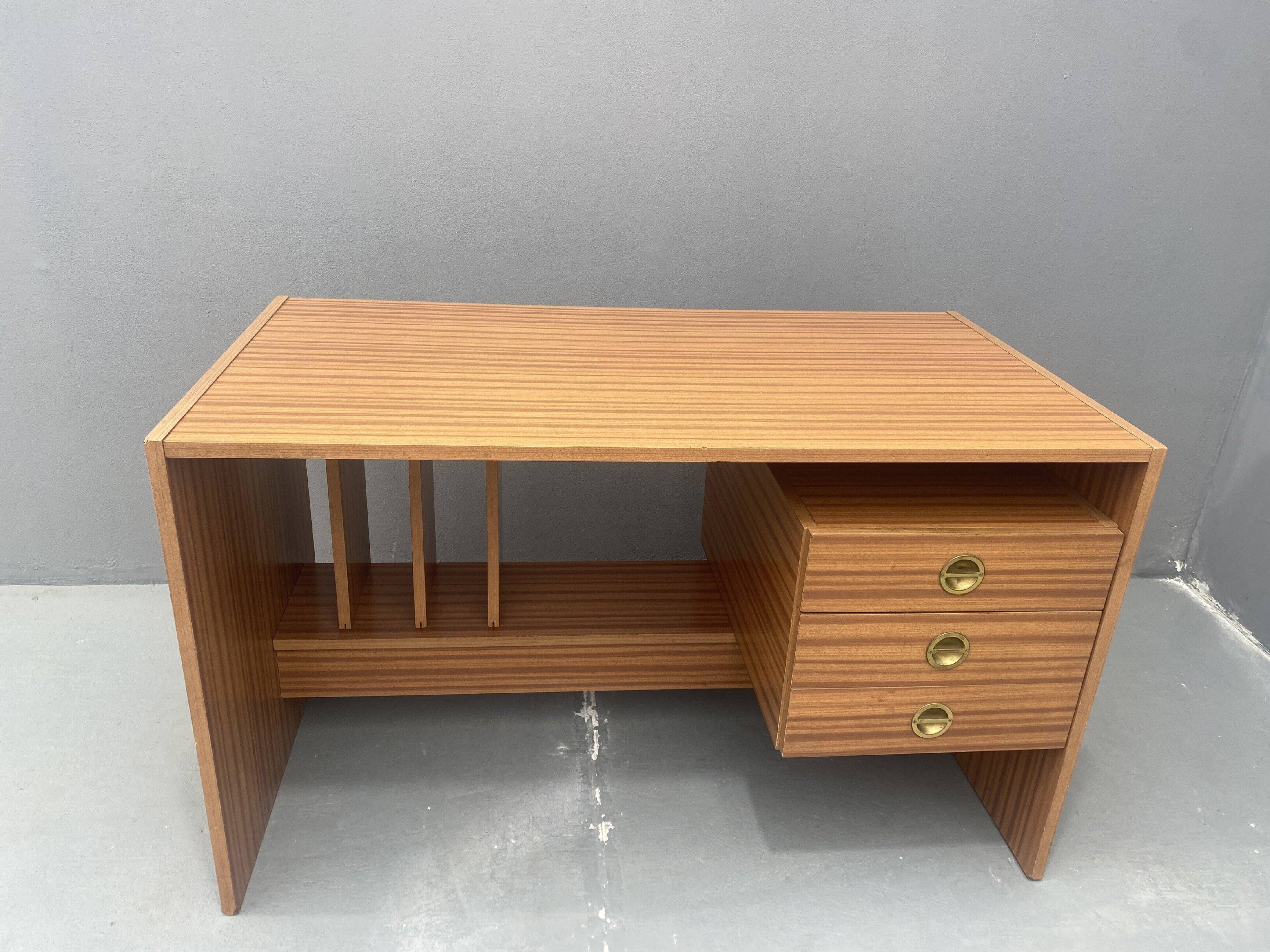 Writing desk, vintage wooden desk, 1980s, Czechoslovakia