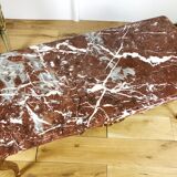 Low table of Style Louis XV gold wooden / marble top