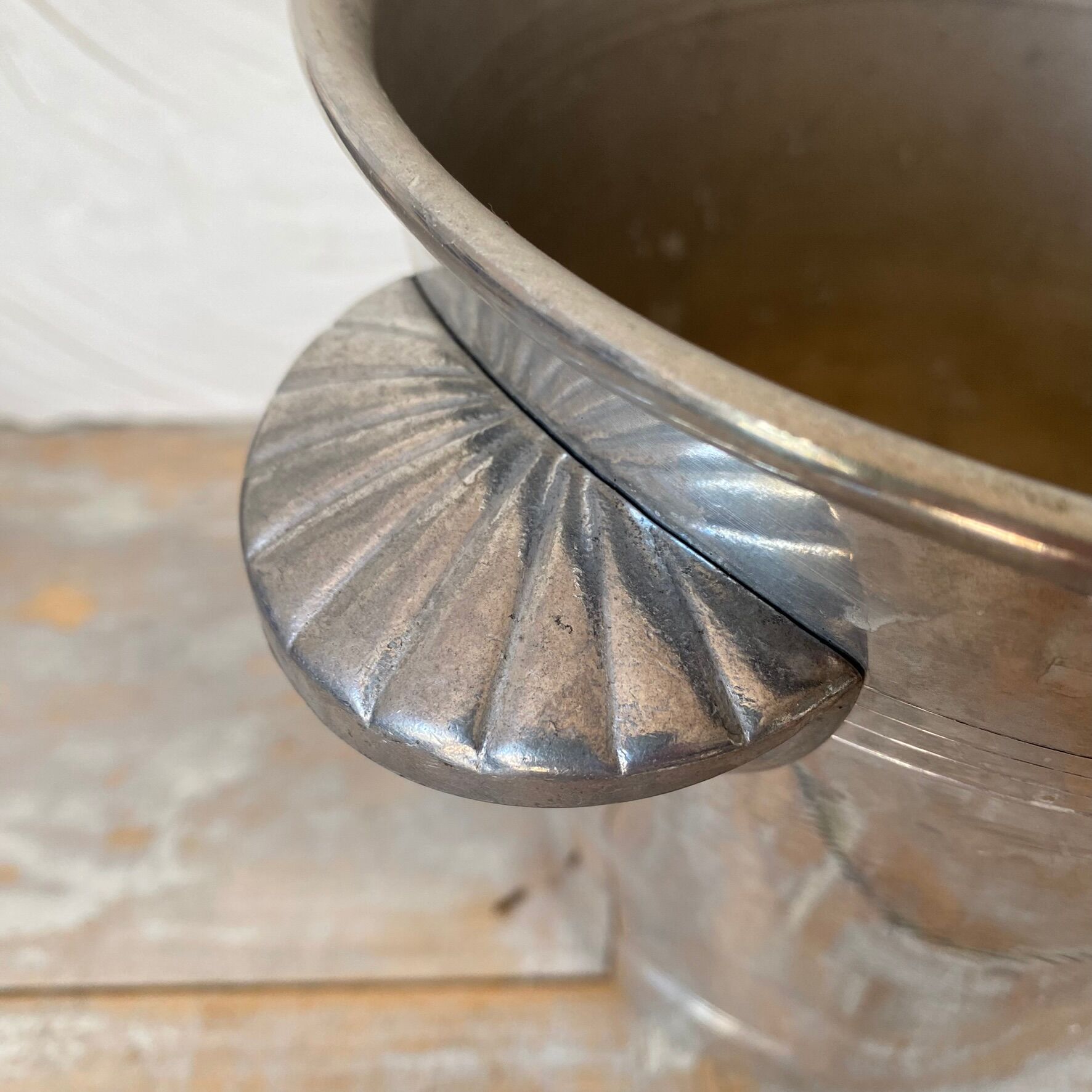 Champagne bucket with shell handles from the 1940s-50s.