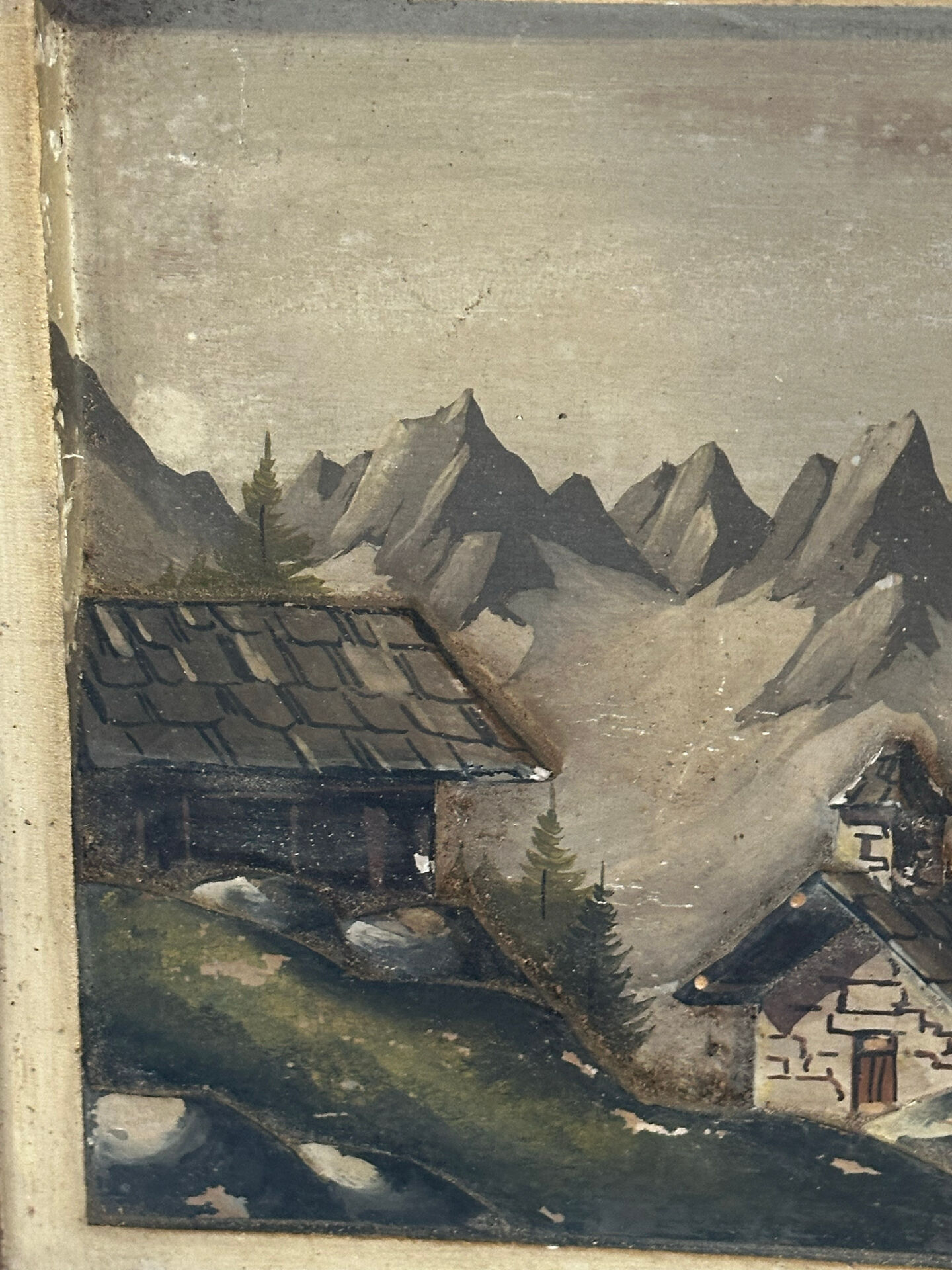 Alpine Table Carved and Painted Signed - Mid Century Chalet Ambiance