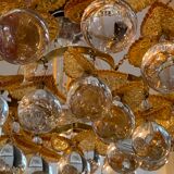 Murano ceiling light yellow flowers and glass balls 1970