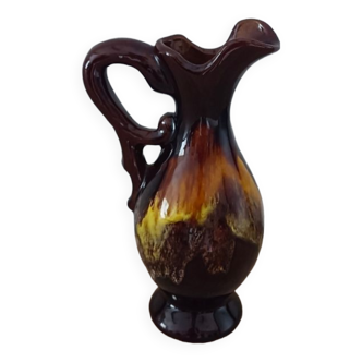 Vallauris brown and yellow pitcher carafe