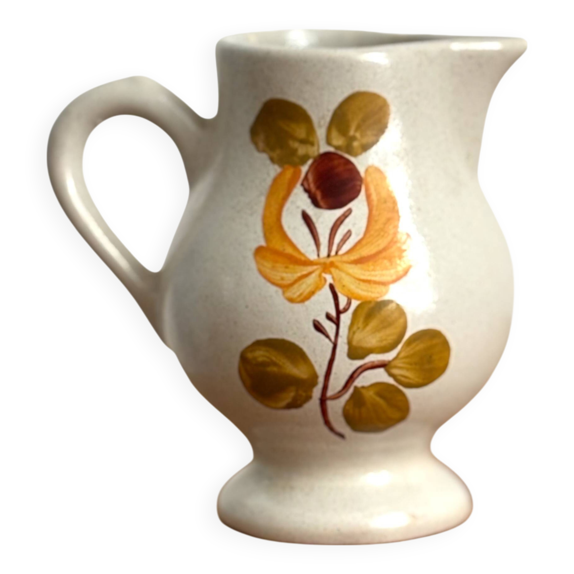 Vintage Maine St Amand earthenware pitcher with floral decorations