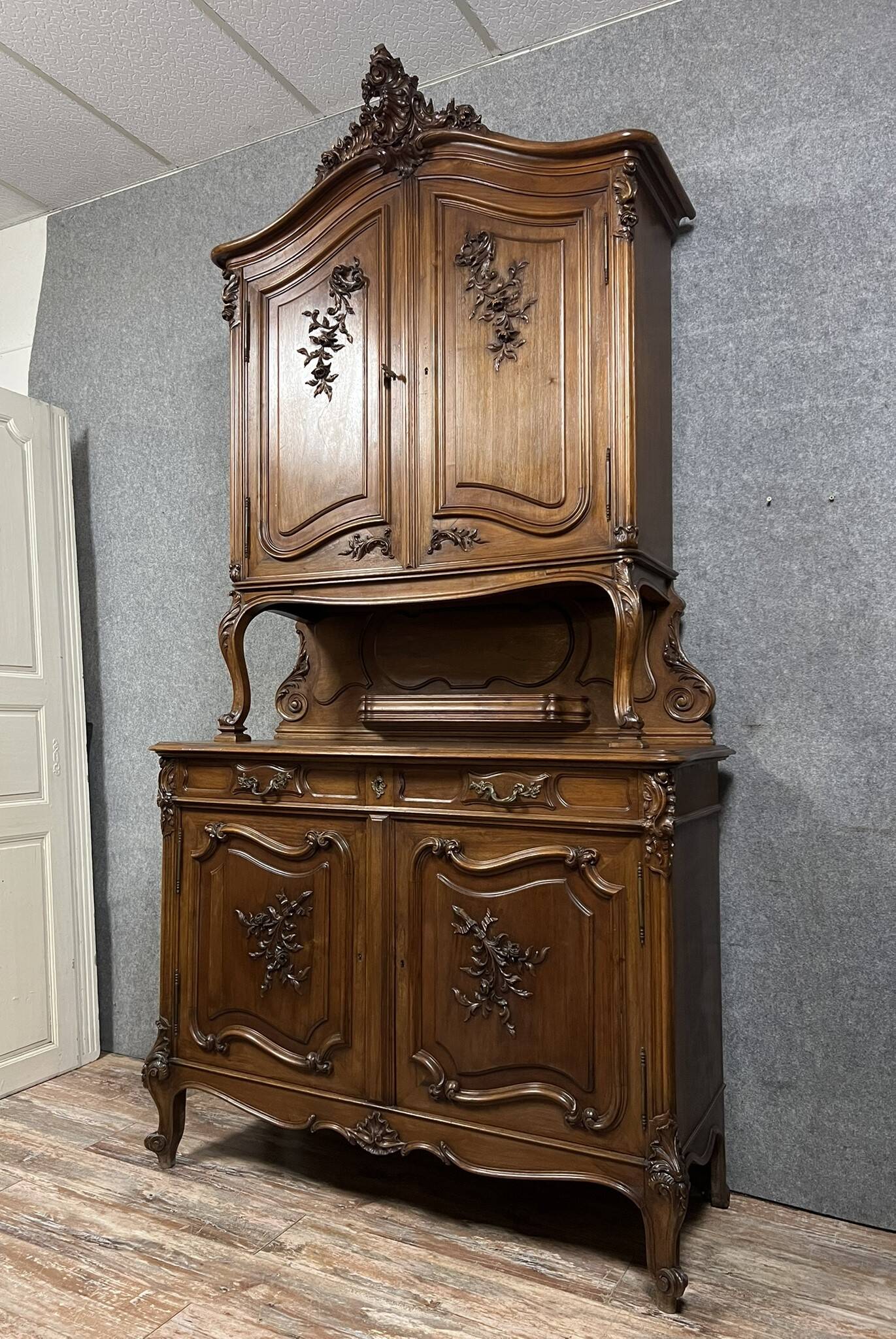 Louis XV two-body walnut sideboard circa 1850