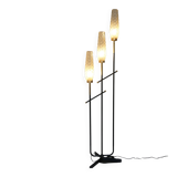 Vintage 3-light floor lamp, Arlus style, Art Deco spirit, 1950s.