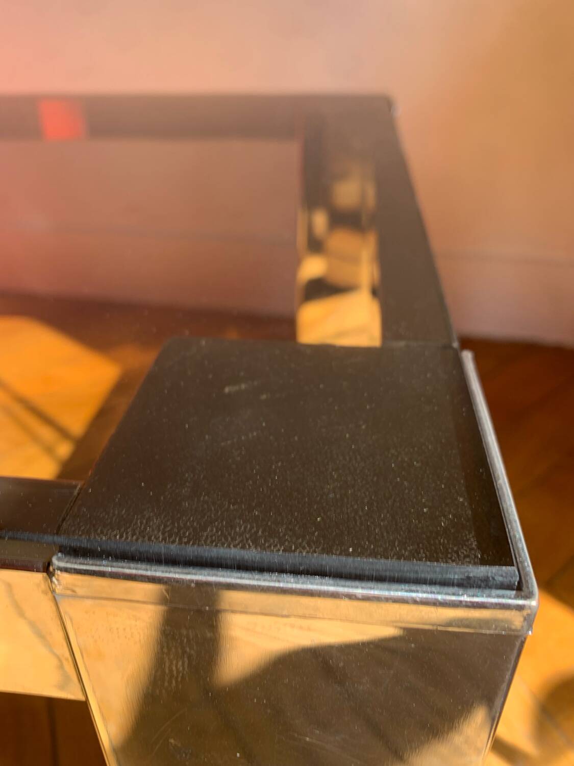 Chromed metal and smoked glass coffee table, 1980s.