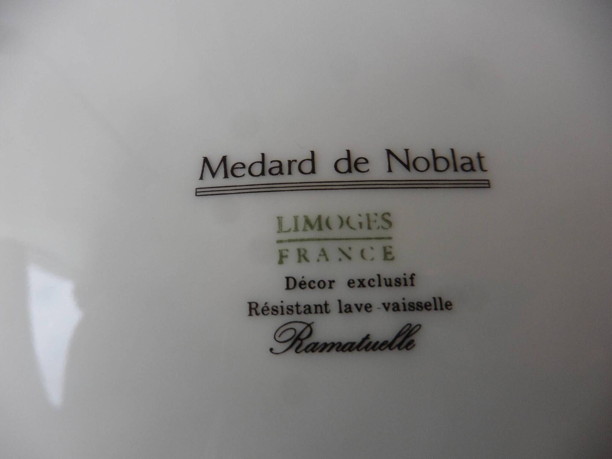6 dessert plates + Limoges Médart de Noblat porcelain dish, Ramatuelle decor