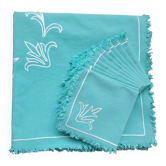 Tablecloth and 12 napkins in water green cotton