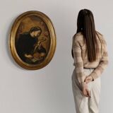 Antique oval painting of Saint Catherine of Genoa from the 17th century